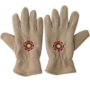 Fleece Gloves Native Inspired Embroidered Tribal Southwest Western Sunburst Boho